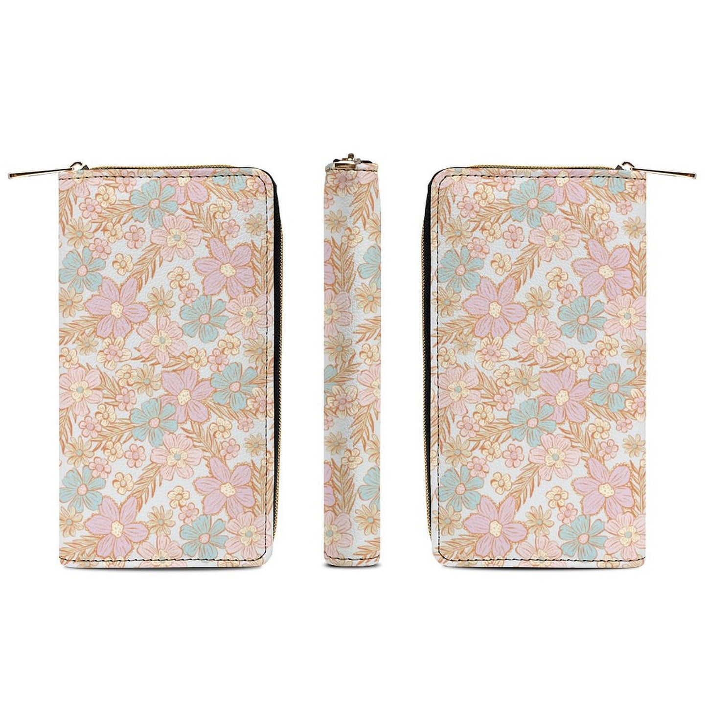 Zipped Wallet - Pastel Flowers