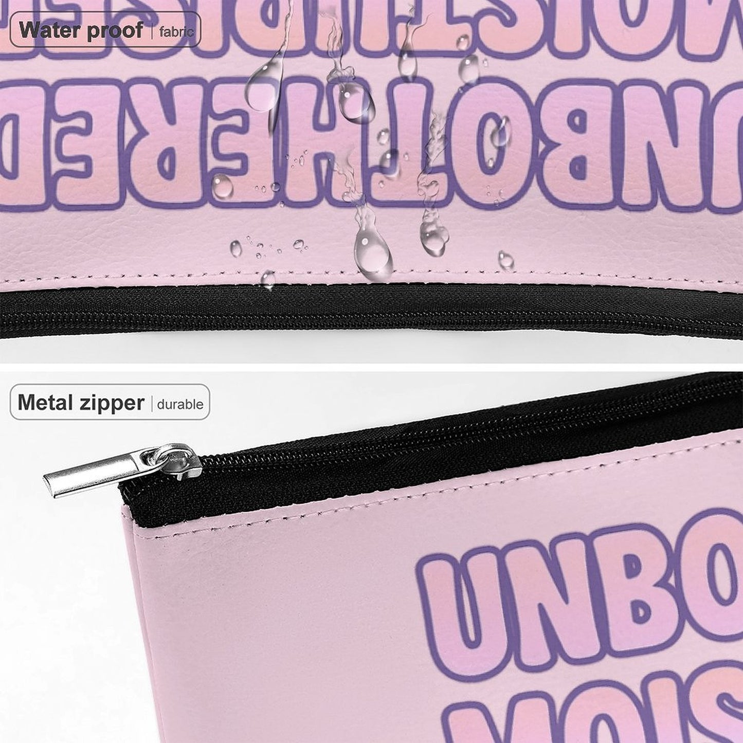Cosmetic Bag - Moisturised, Unbothered & In My Lane - Pink