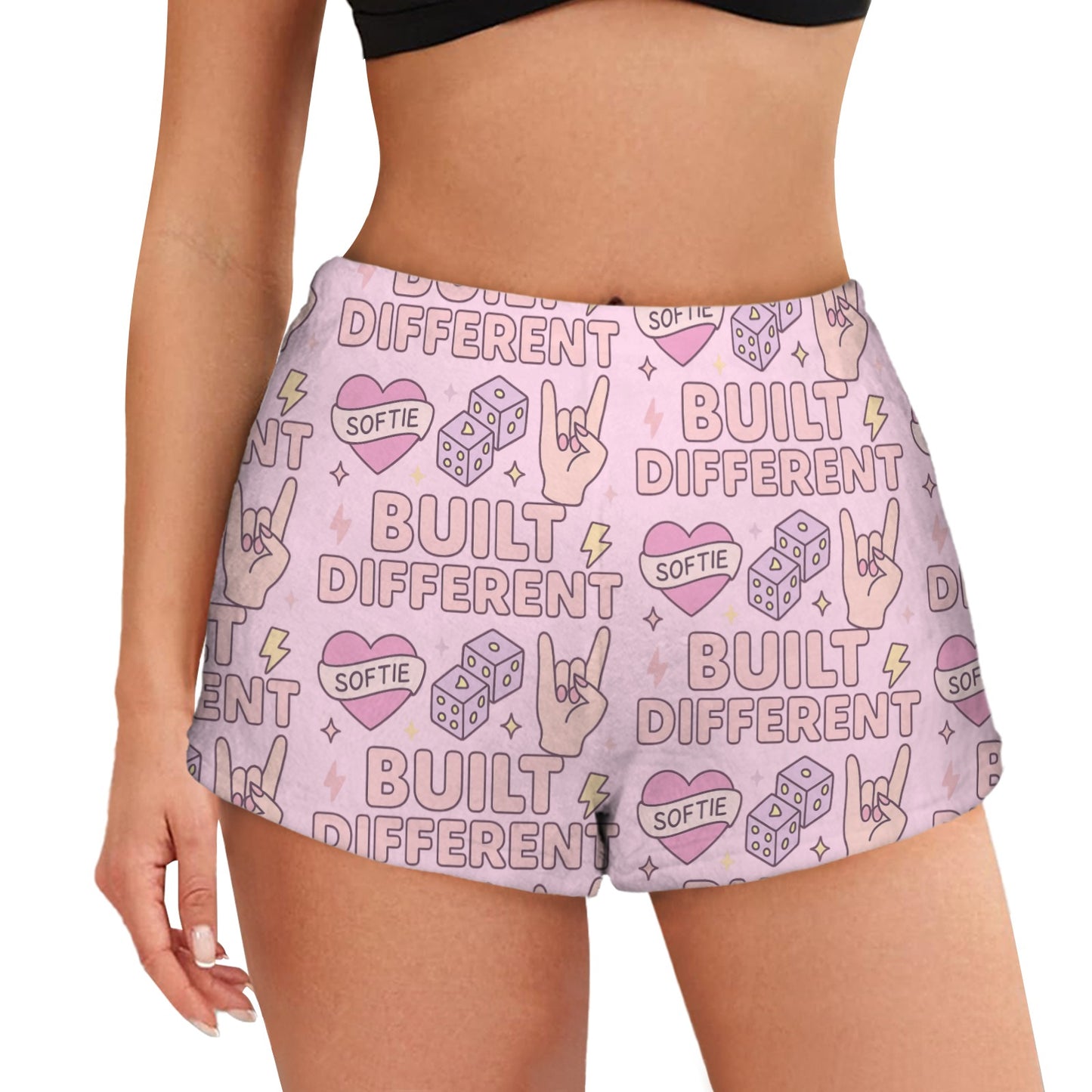 Flannel PJ Shorts - Built Different - Pastel Pink