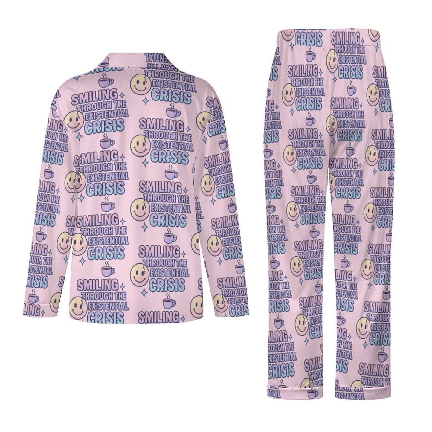 Long Pajama Sets - Smiling through the existential crisis