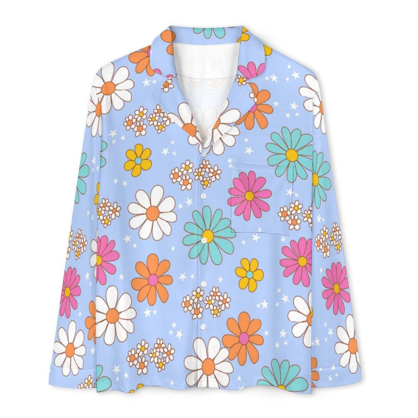 Long Pajama Set - Blue Flowers