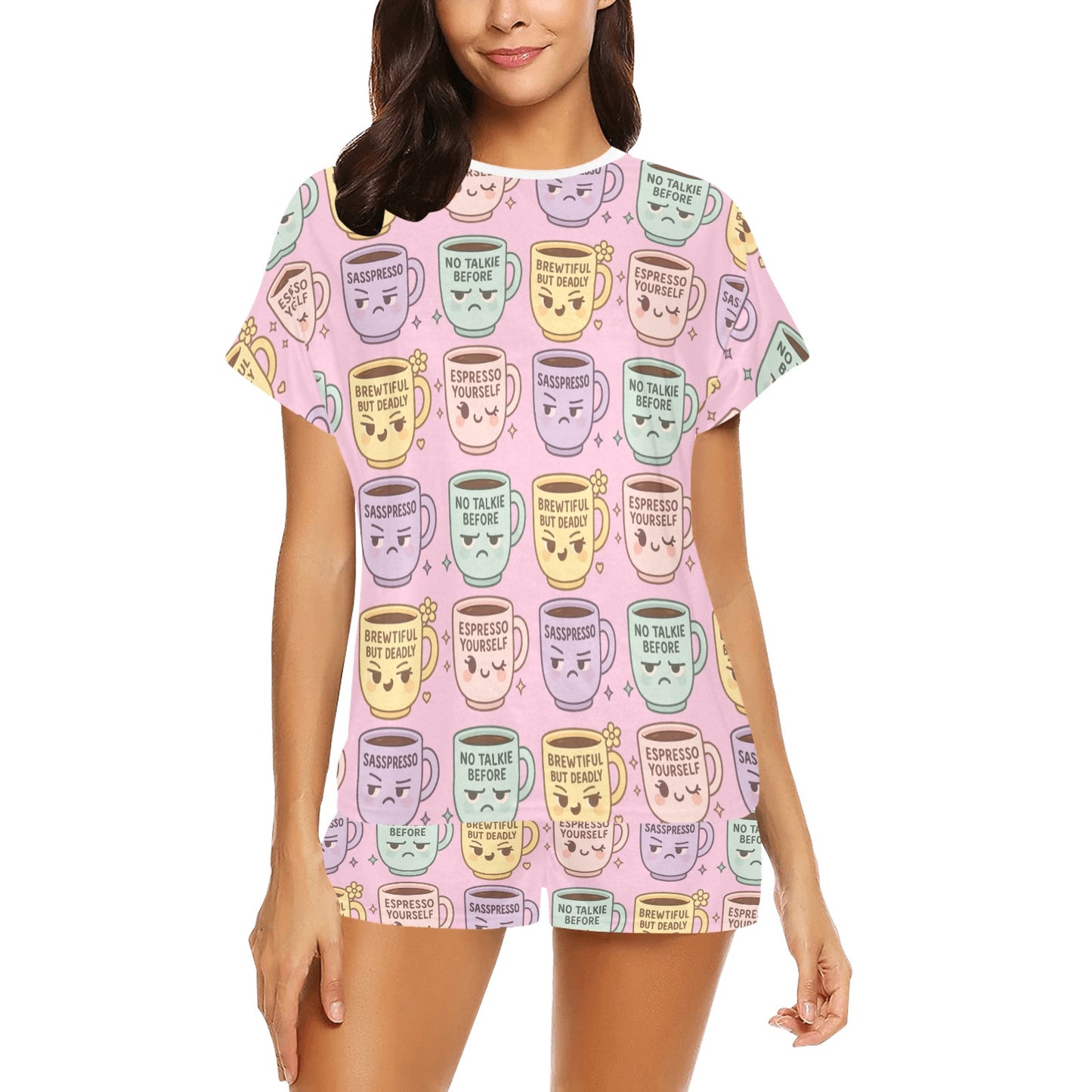 Short Pajama Set - Sassy Cups Women's Short Pajama Set