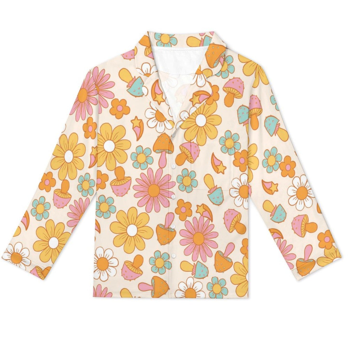 Long Pajama Set - Mushrooms & Flowers