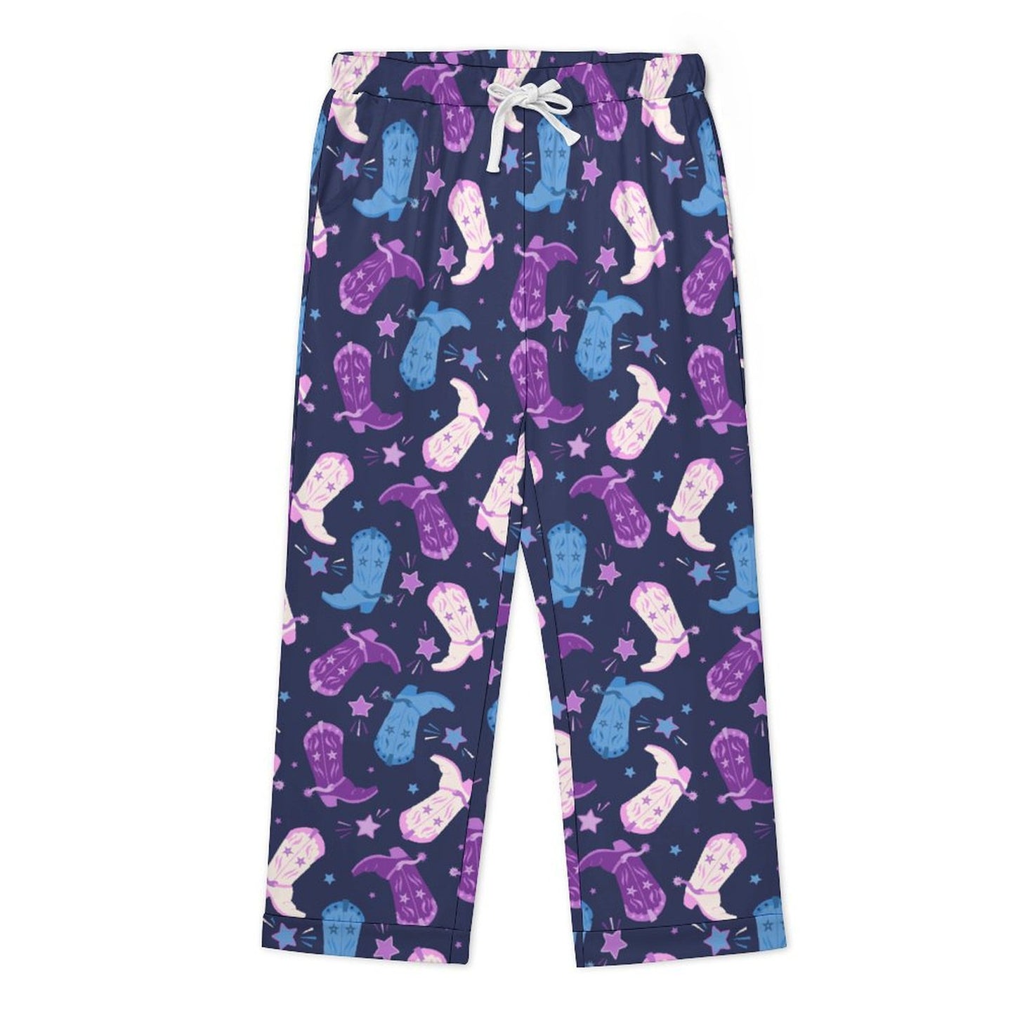 Long Pajama Set - Purple Cowgirl Boots
