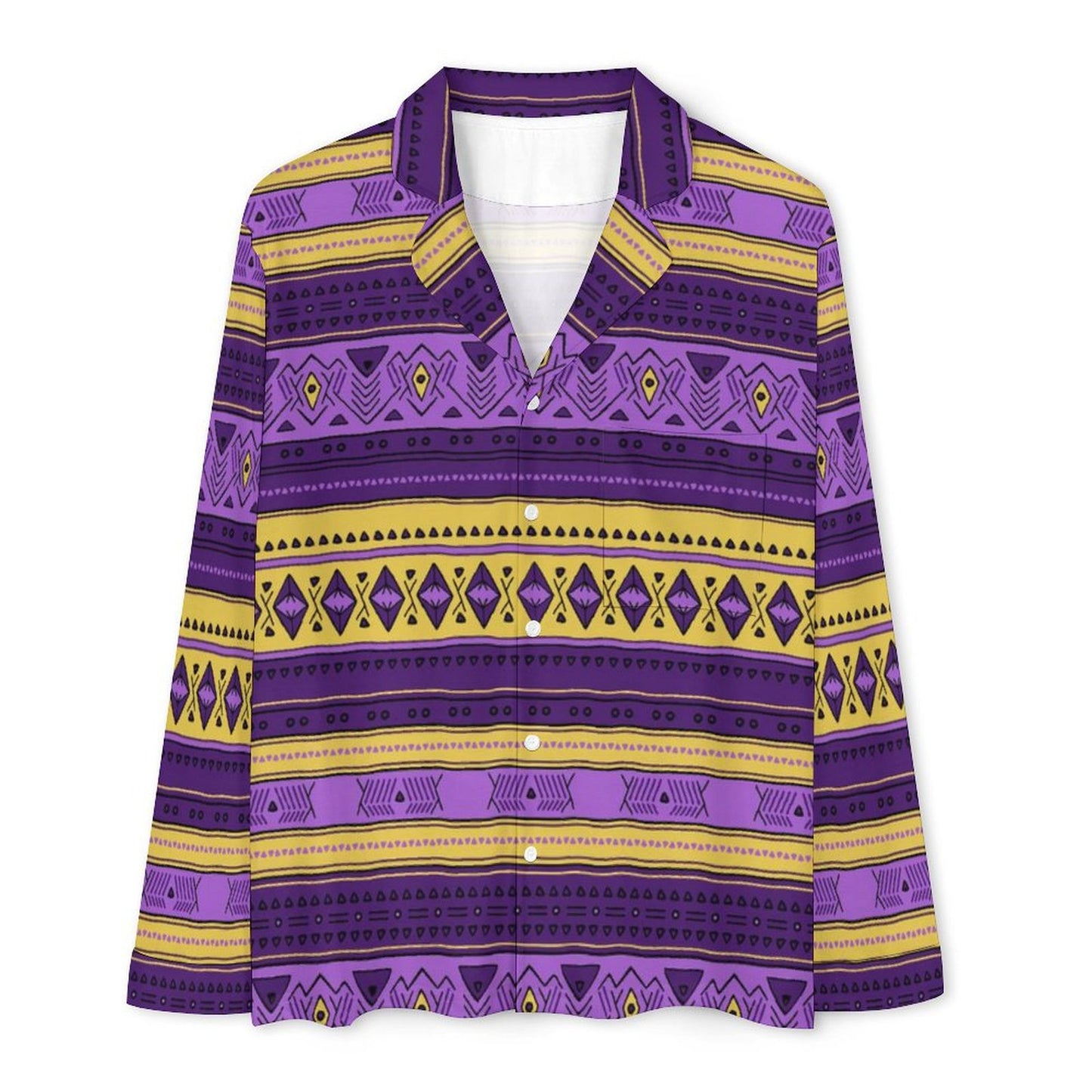 Long Pajama Set - Purple & Gold Pattern