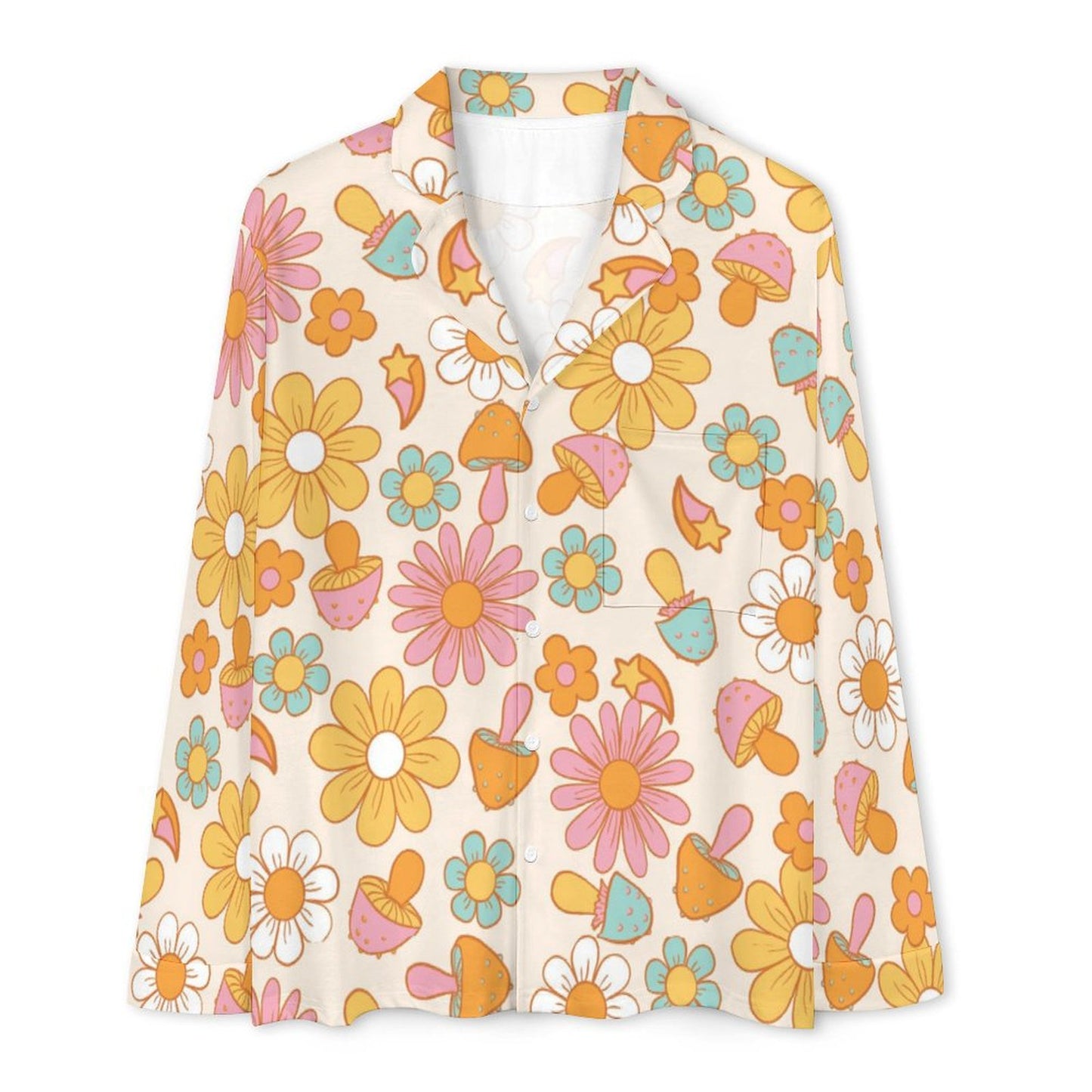 Long Pajama Set - Mushrooms & Flowers