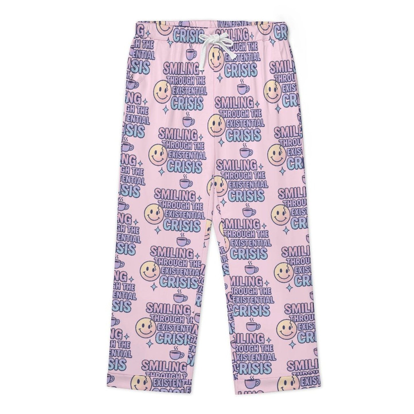 Long Pajama Sets - Smiling through the existential crisis