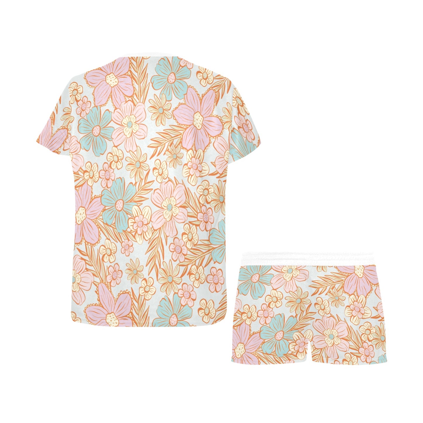 Short Pajama Set - Pastel Flowers