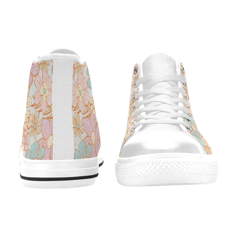 Hi -Top Shoes - Pastel Flowers