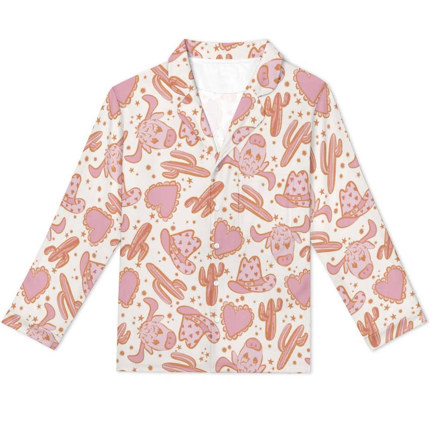Long Pajama Set - Cute Western Cow
