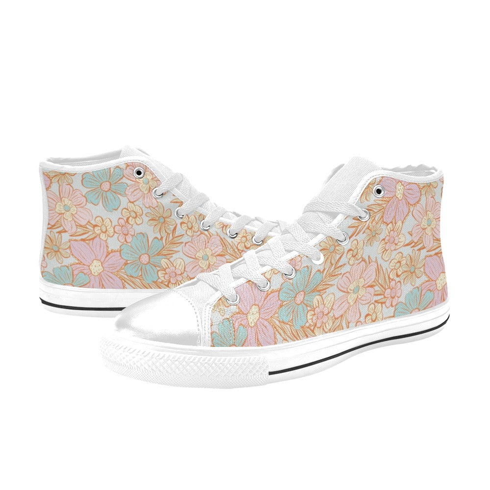 Hi -Top Shoes - Pastel Flowers