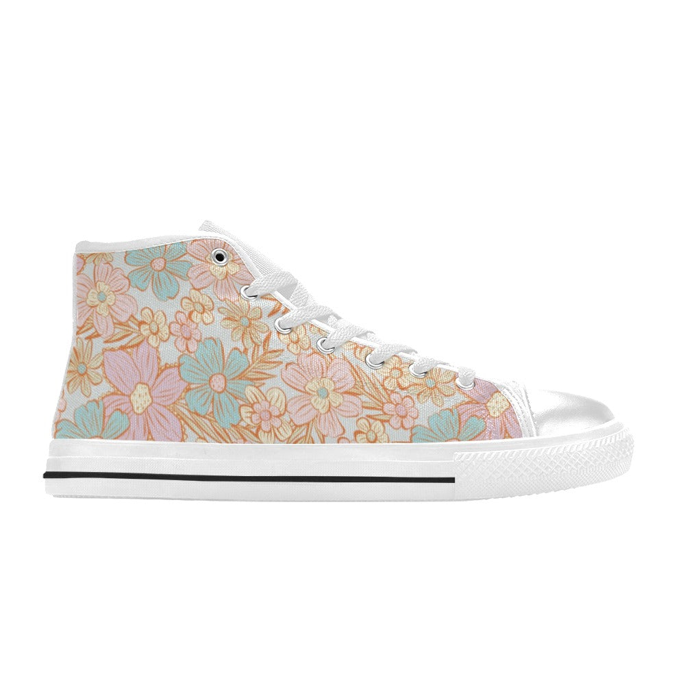 Hi -Top Shoes - Pastel Flowers