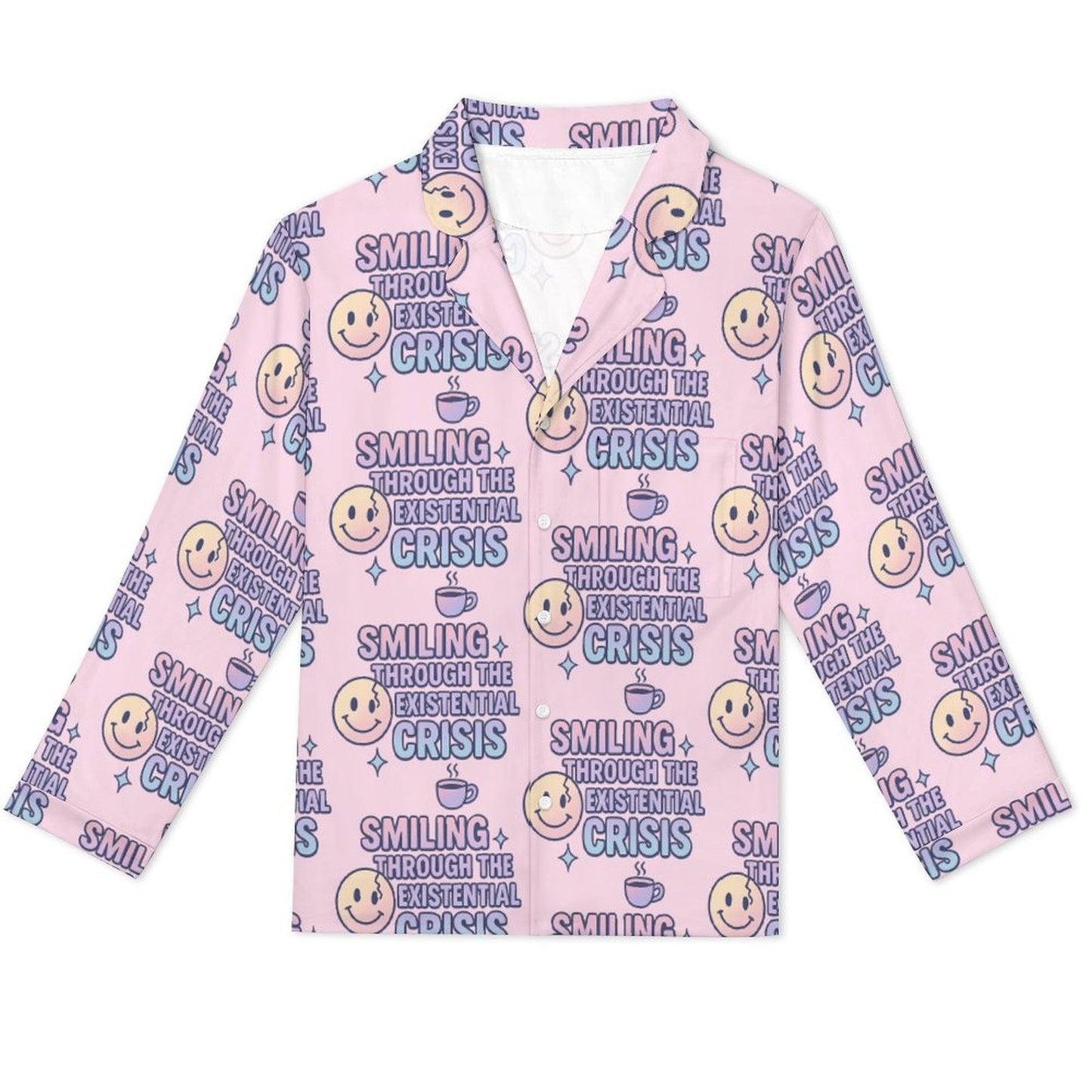 Long Pajama Sets - Smiling through the existential crisis