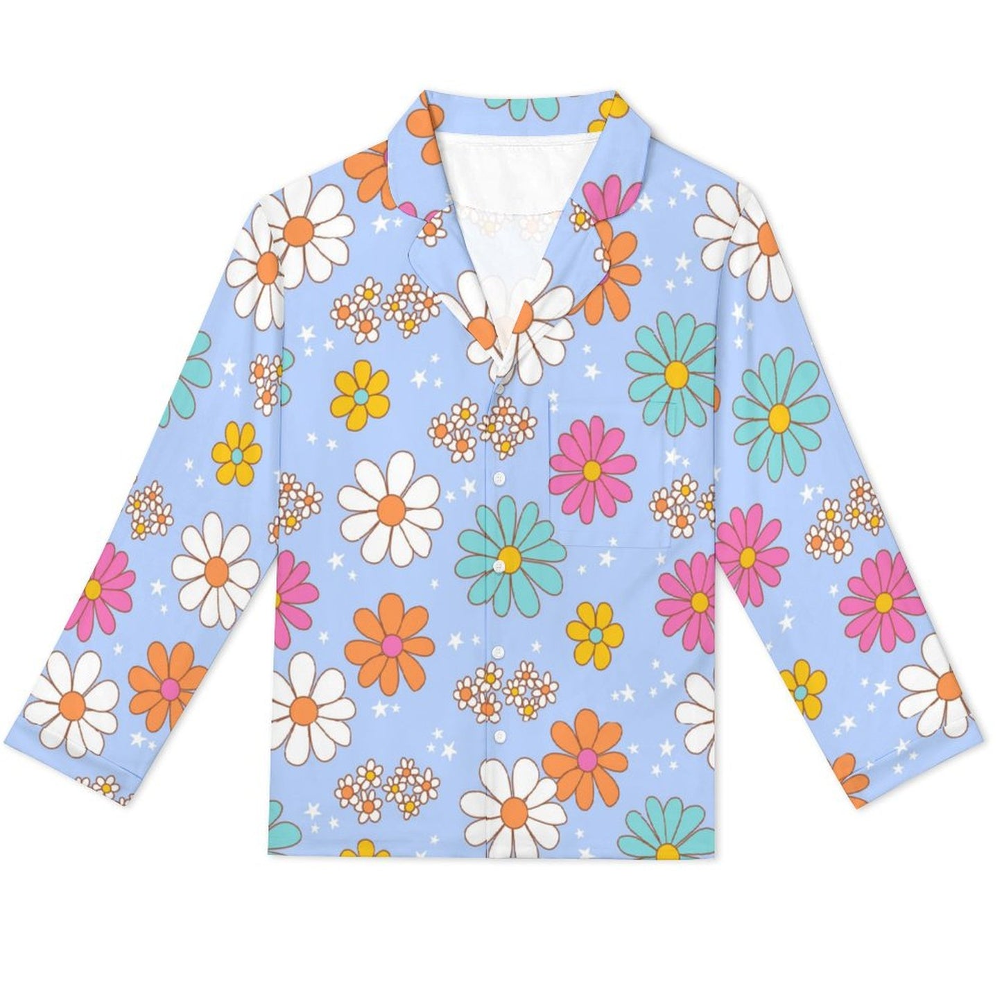 Long Pajama Set - Blue Flowers