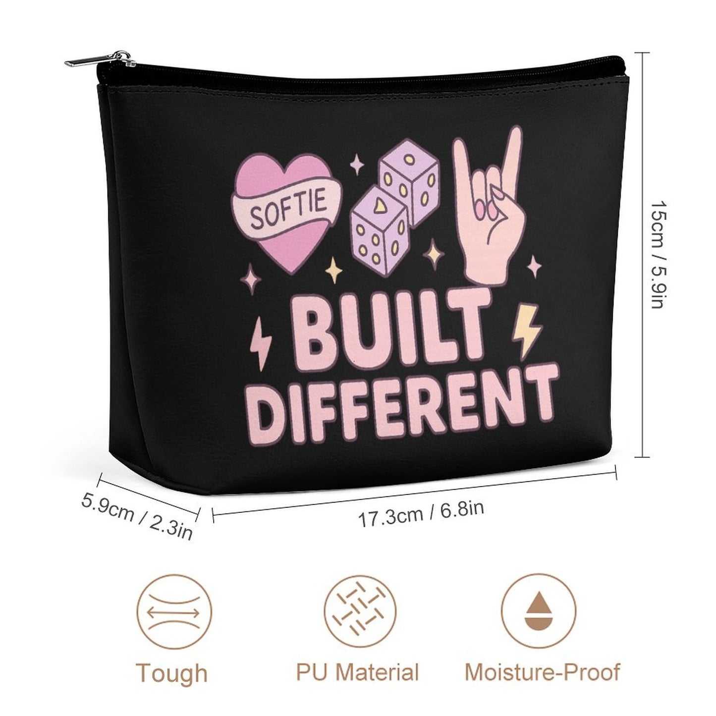 Cosmetic Bag - Black - Built Different