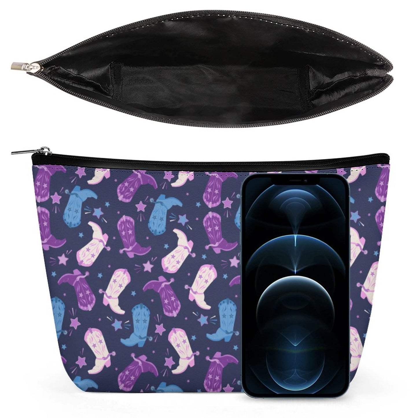 Cosmetic Bag - Blue & Purple Cowgirl Boots