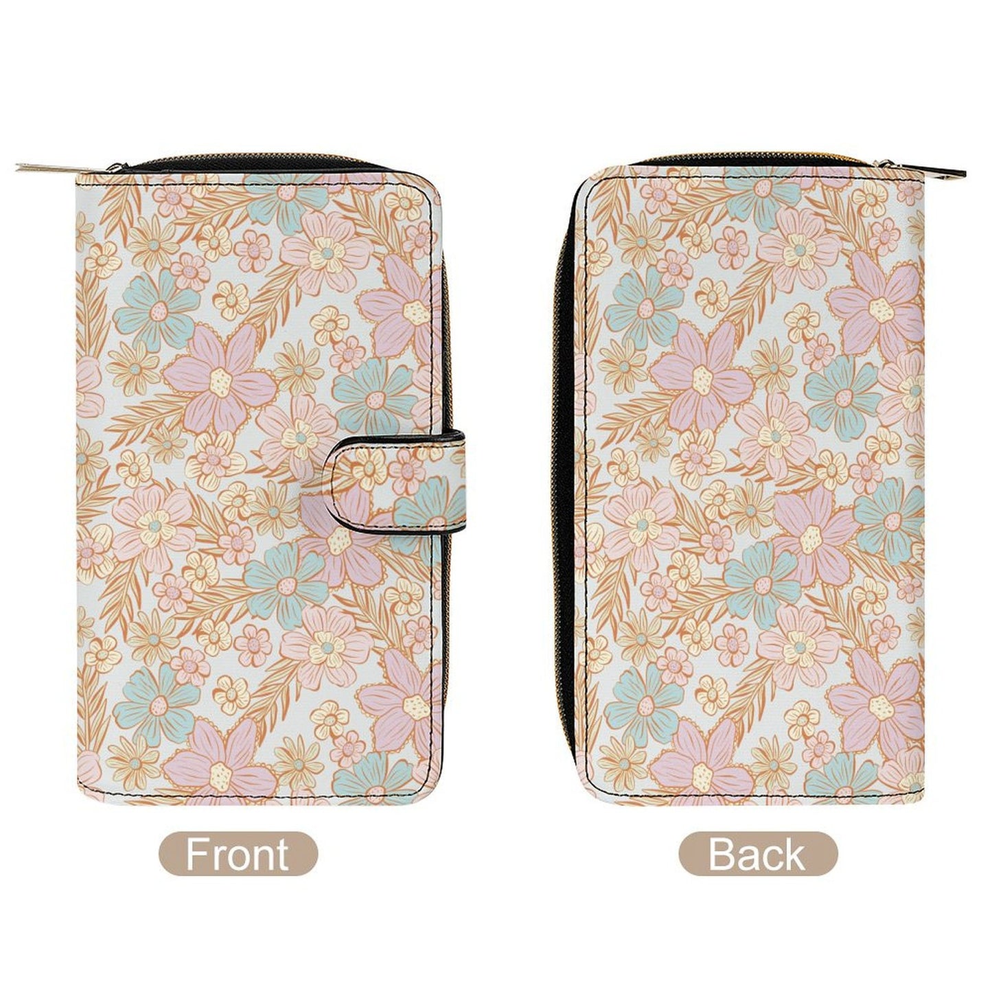 Leather Wallet - Pastel Flowers