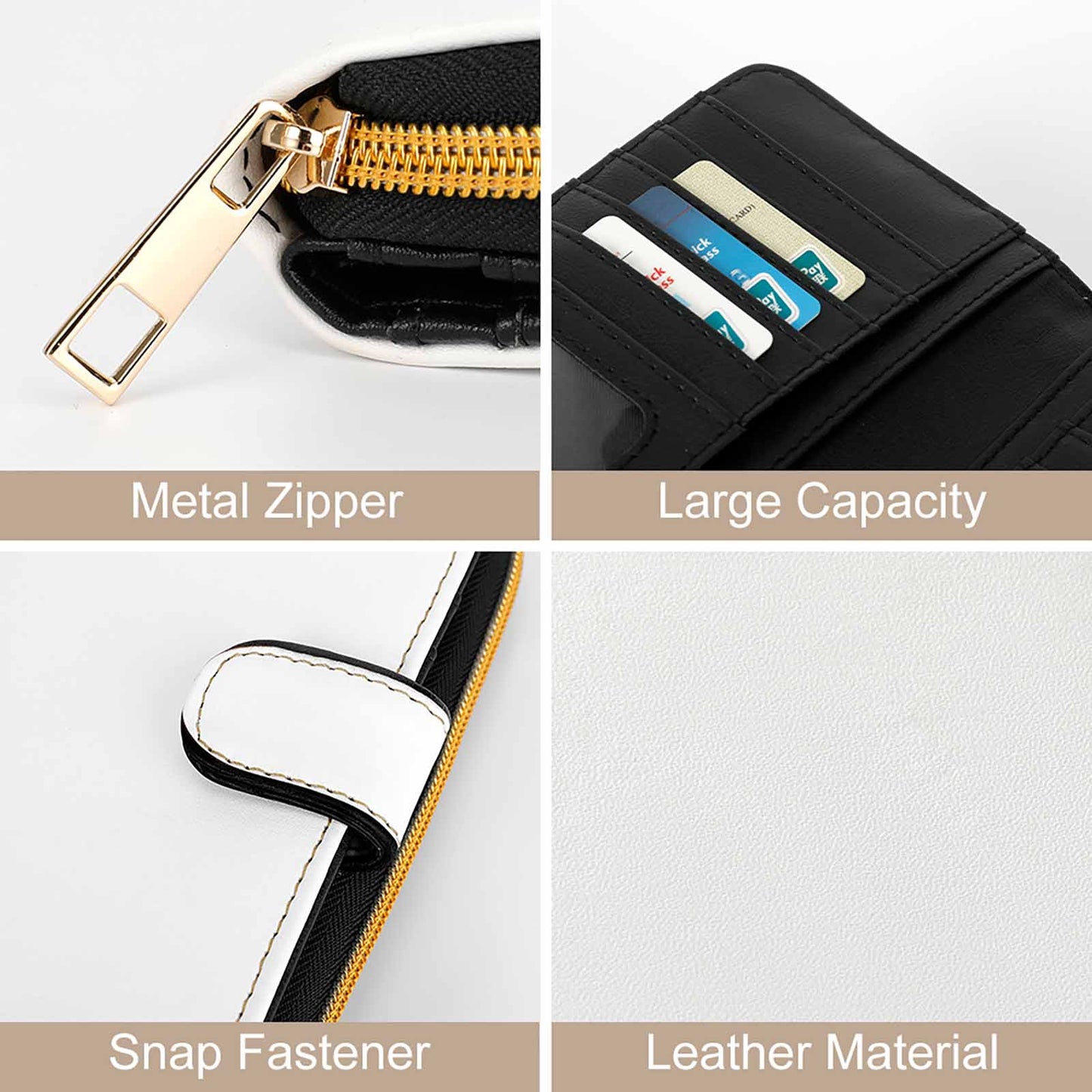 Leather Wallet - Pastel Blue & Gold Moons