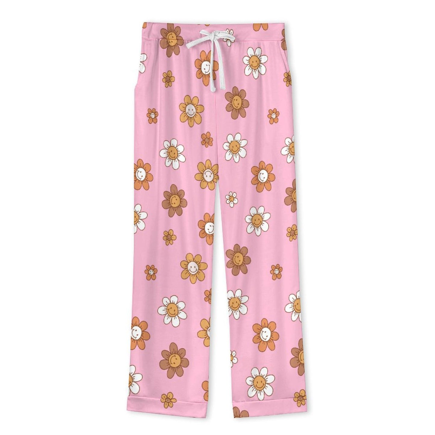 Long Pajama Set - Pink Flower Print