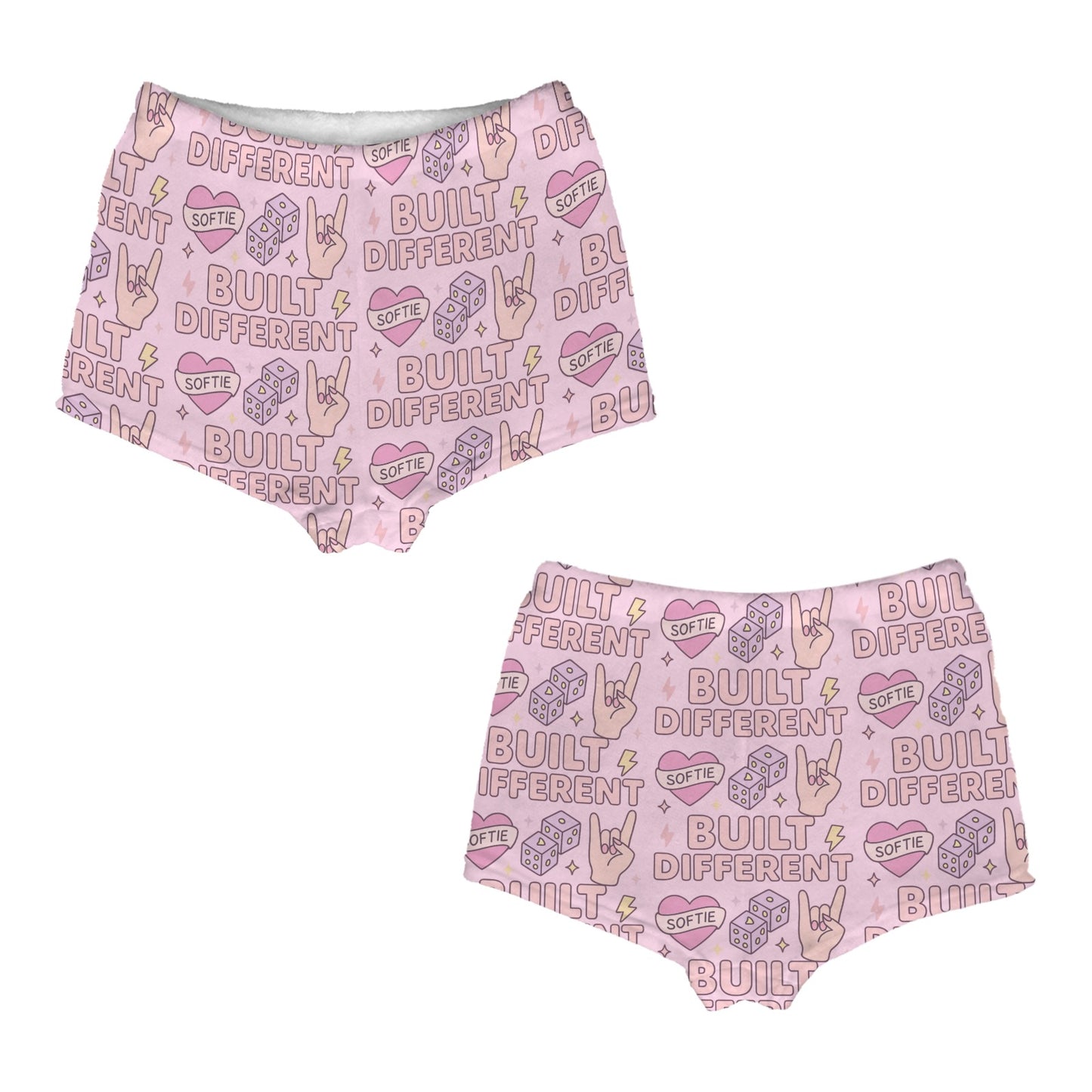Flannel PJ Shorts - Built Different - Pastel Pink