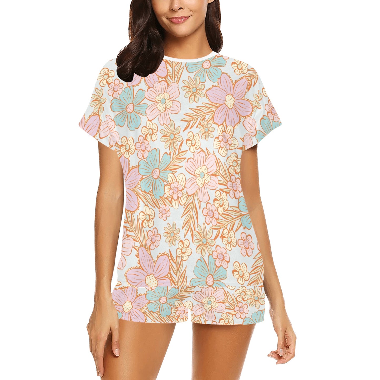 Short Pajama Set - Pastel Flowers