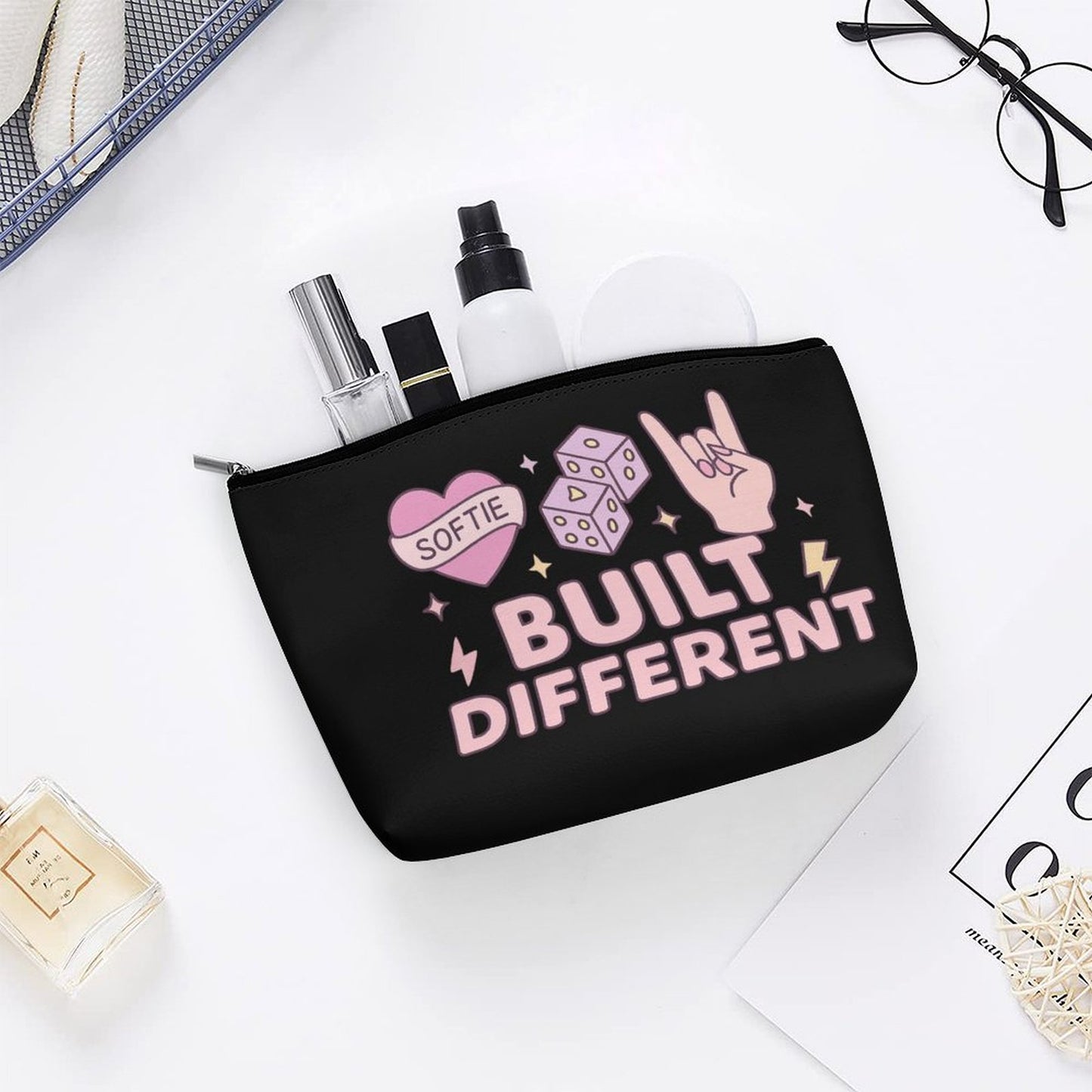 Cosmetic Bag - Black - Built Different