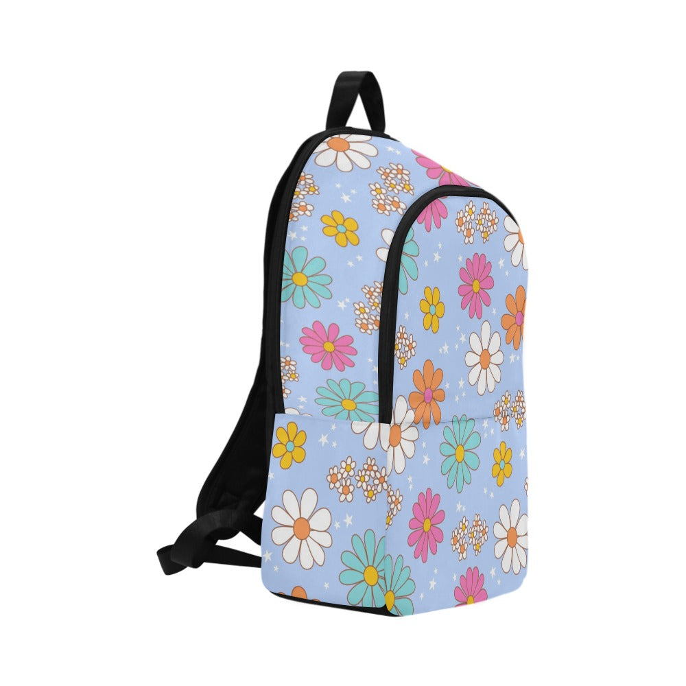 Large Backpack - Blue Flower Pattern