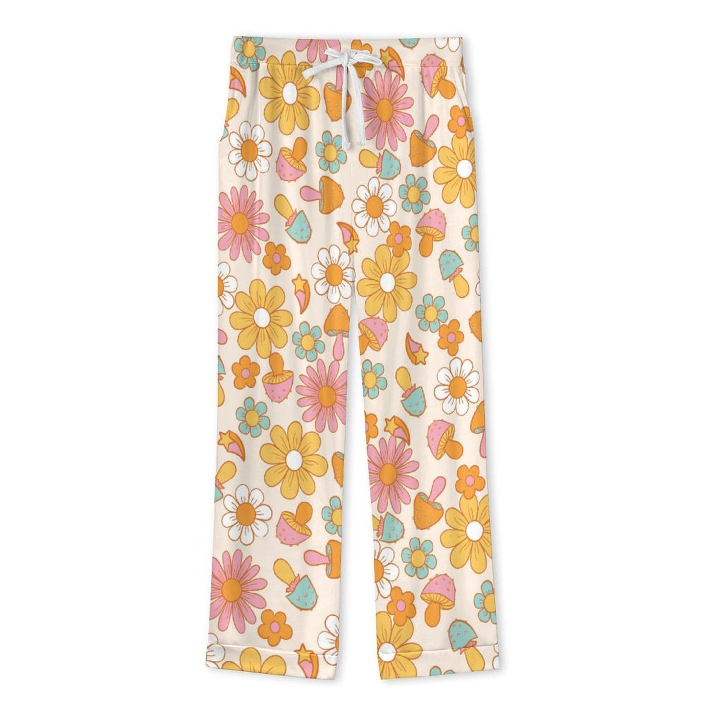 Long Pajama Set - Mushrooms & Flowers