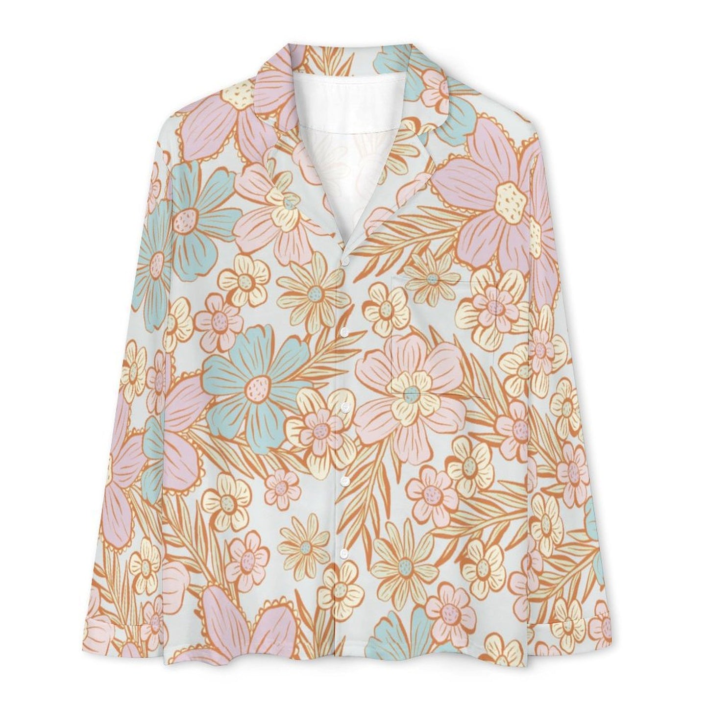 Long Pajama Set - Pastel Flowers