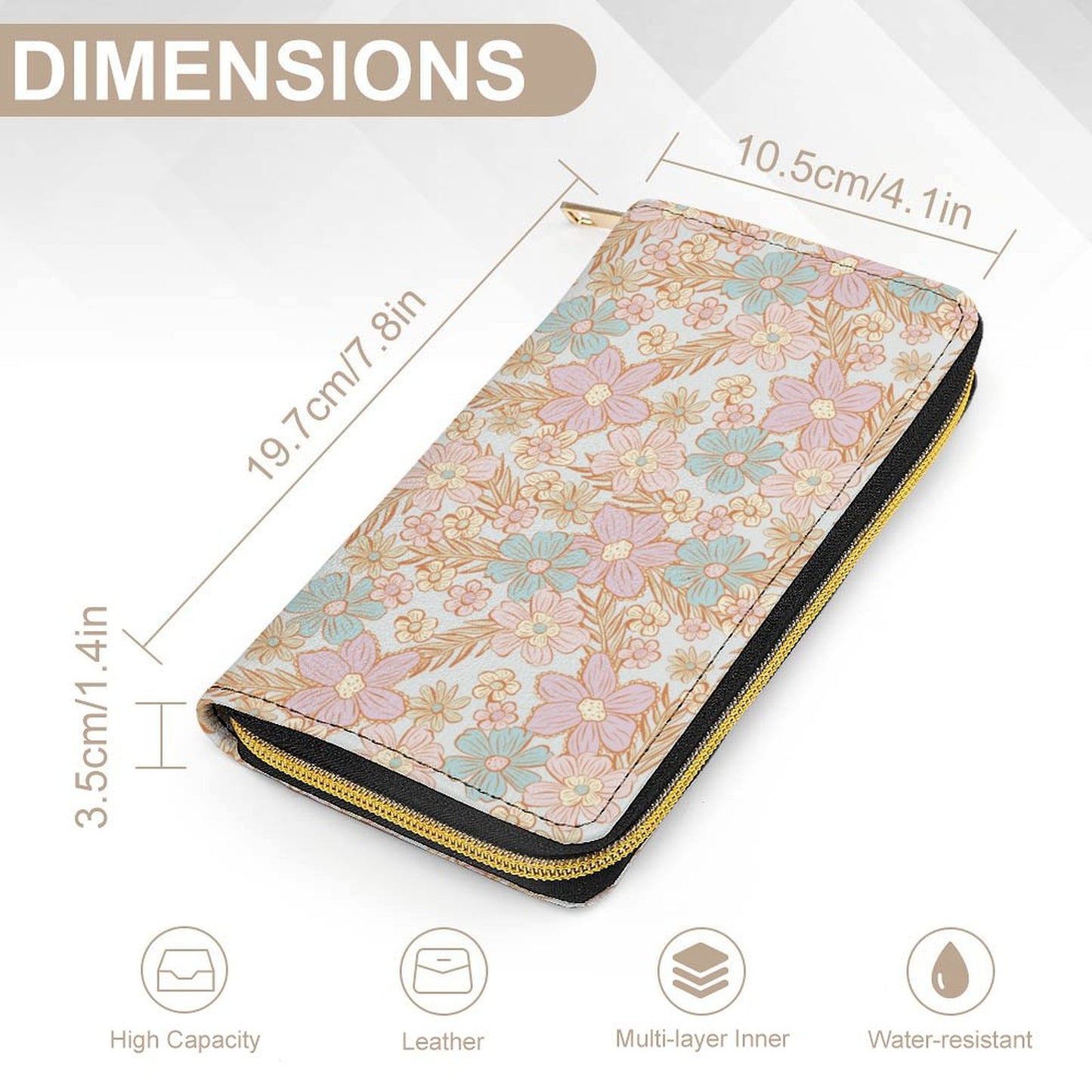 Zipped Wallet - Pastel Flowers