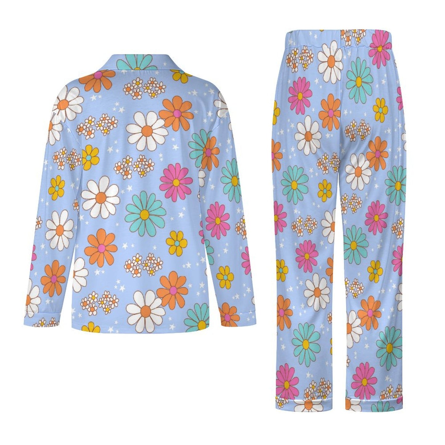 Long Pajama Set - Blue Flowers