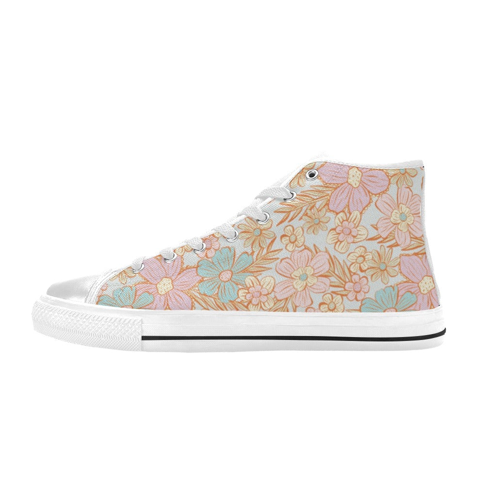 Hi -Top Shoes - Pastel Flowers