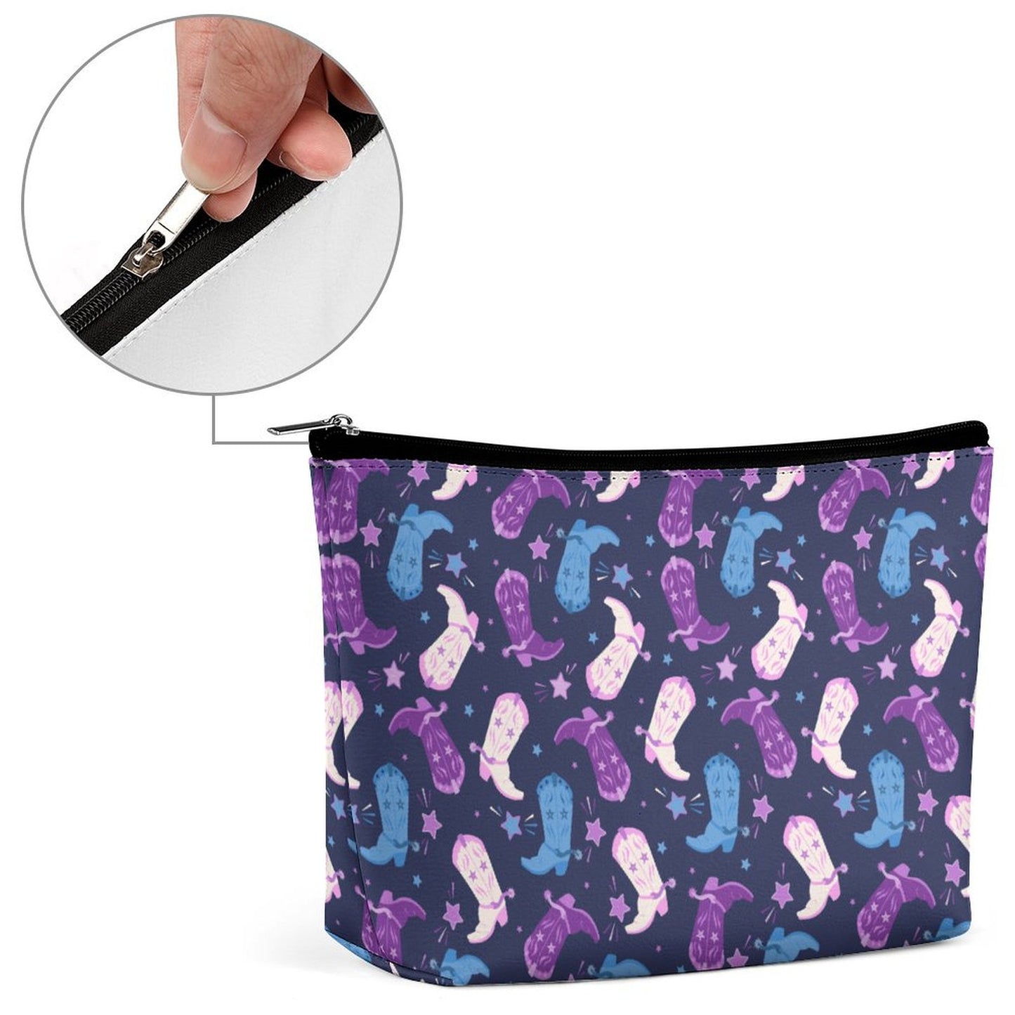 Cosmetic Bag - Blue & Purple Cowgirl Boots
