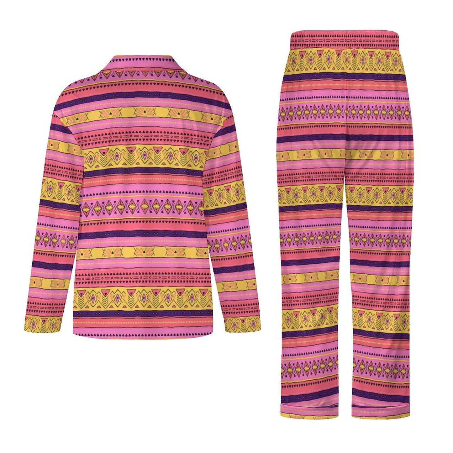 Long Pajama Set - Pink & Gold Pattern