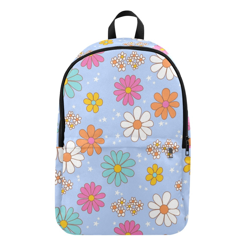 Large Backpack - Blue Flower Pattern
