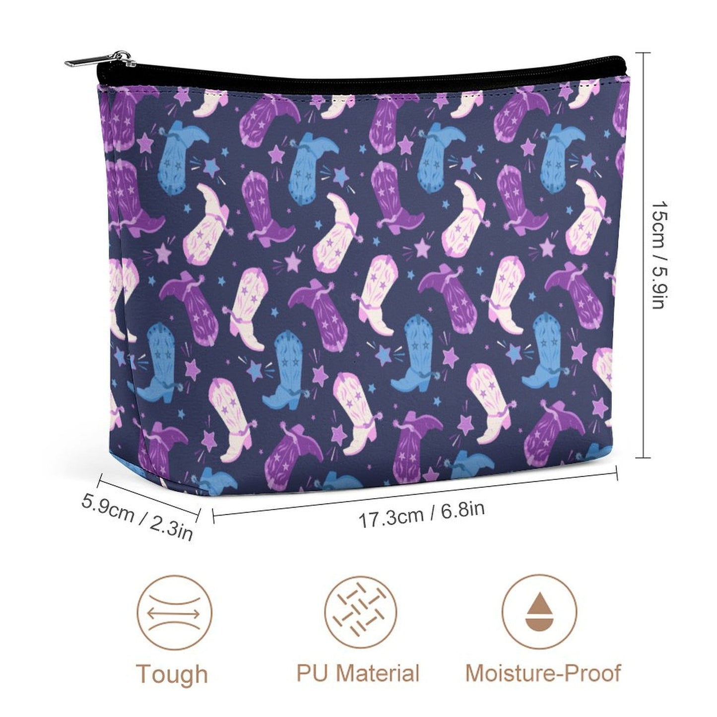 Cosmetic Bag - Blue & Purple Cowgirl Boots