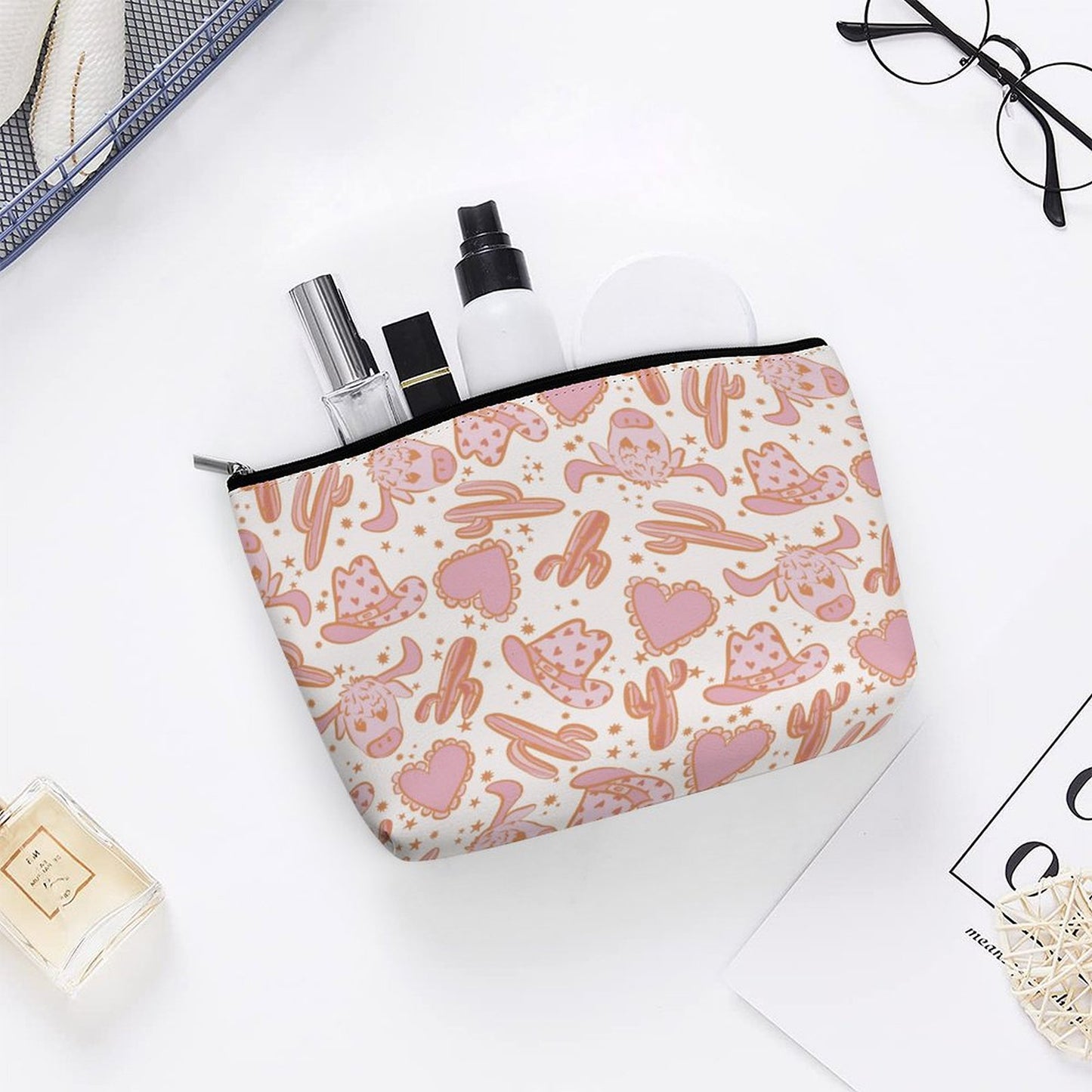 Cosmetic Bag - Western Cow Design