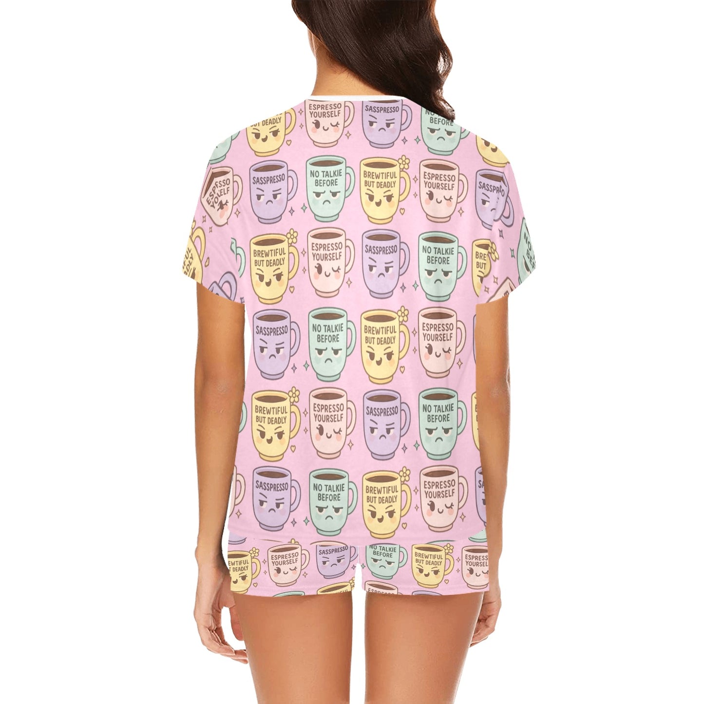 Short Pajama Set - Sassy Cups Women's Short Pajama Set