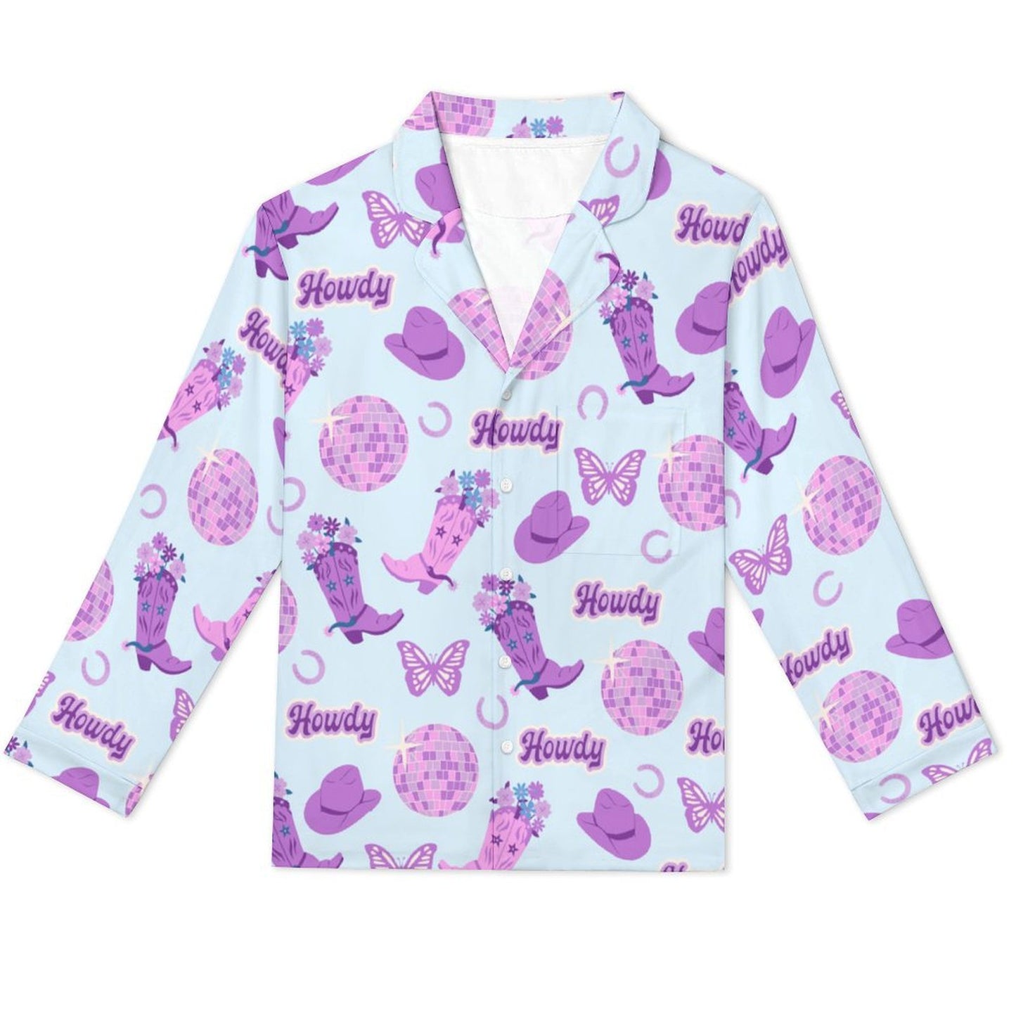 Long Pajama Set - Purple Disco Cowgirl