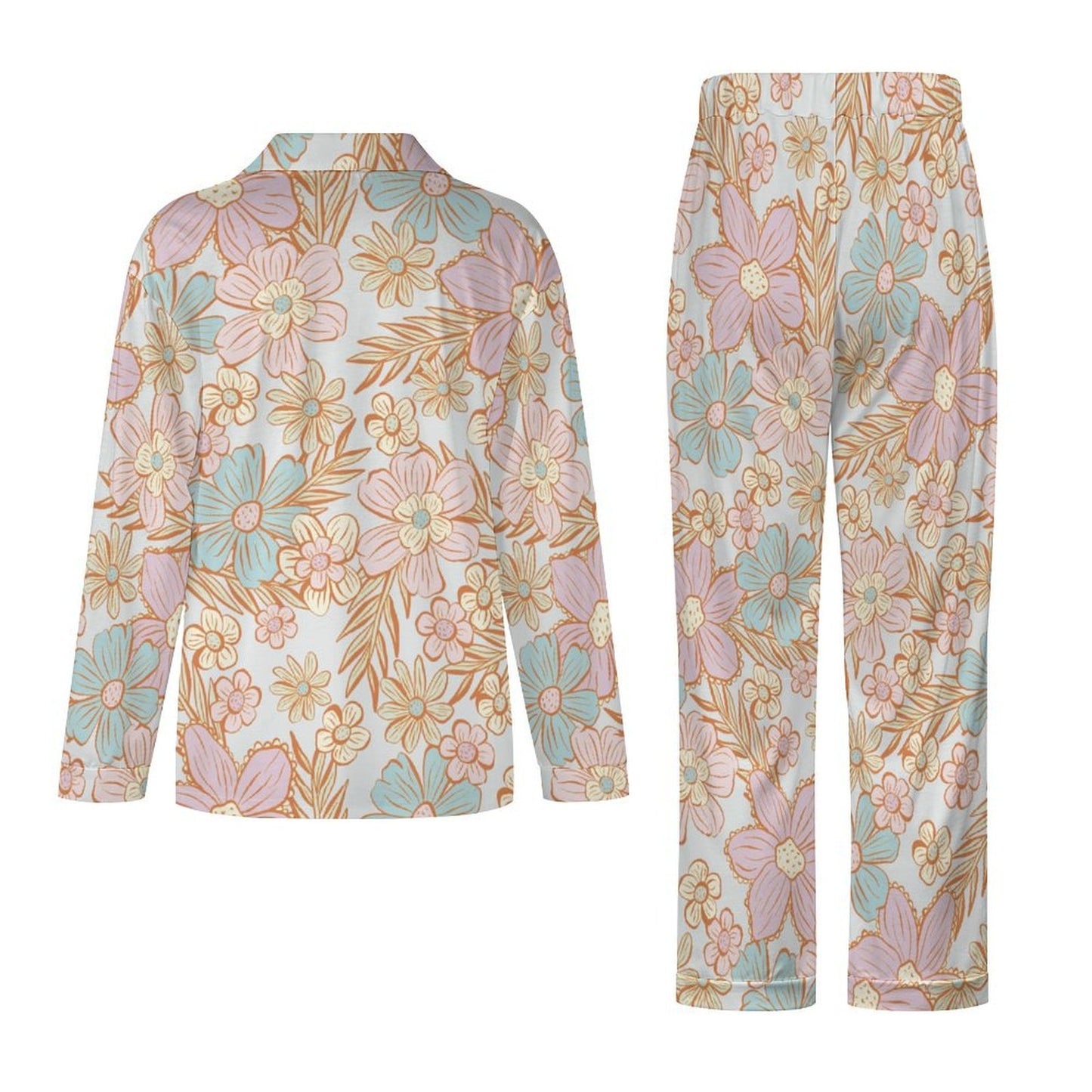 Long Pajama Set - Pastel Flowers