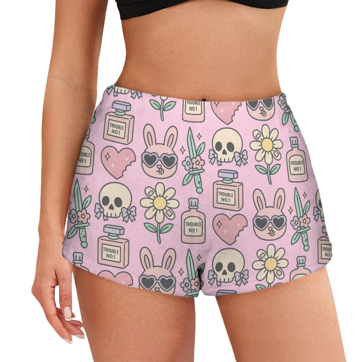 Trouble Bunnies Women's Flannel Pajama Shorts