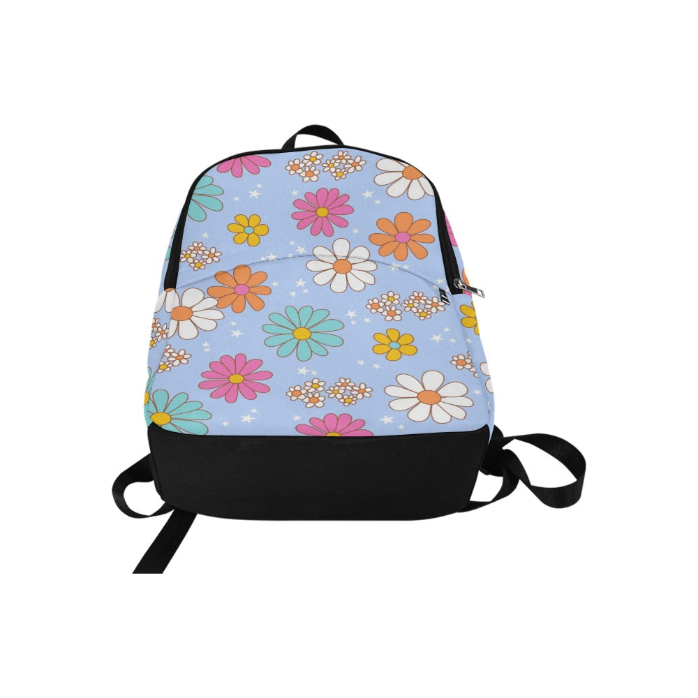 Large Backpack - Blue Flower Pattern