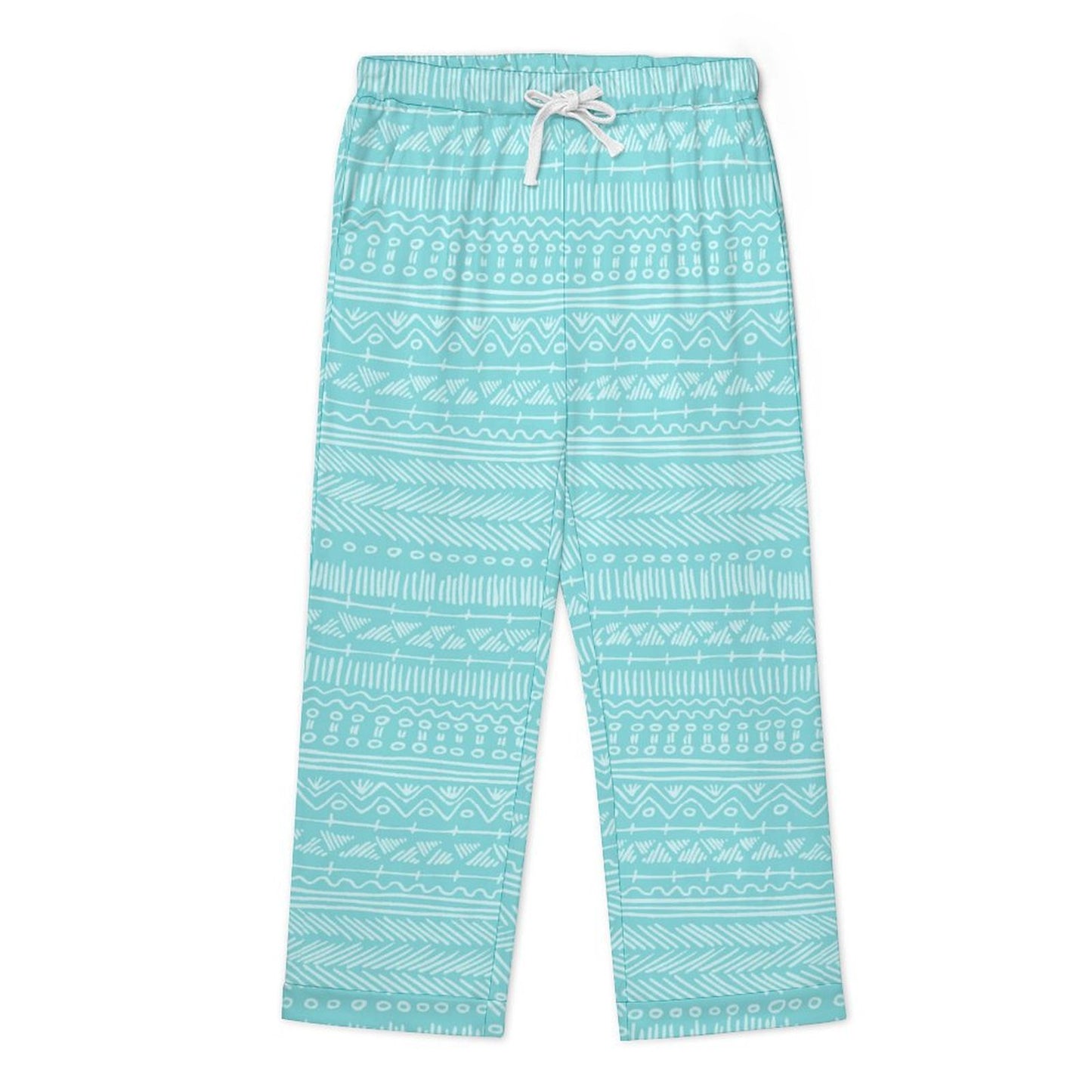 Long Pajama Set - Blue Aztec Pattern
