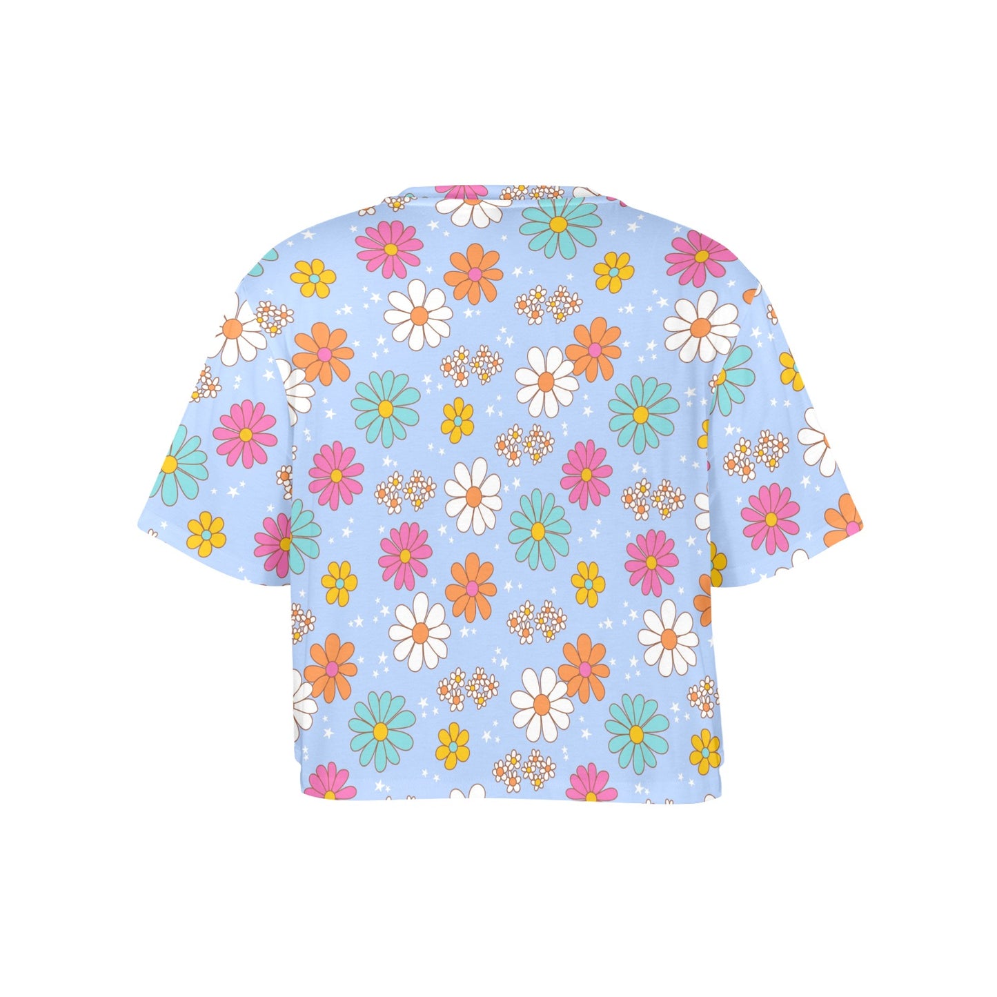 Crop Tee - Pastel Blue Flower Print