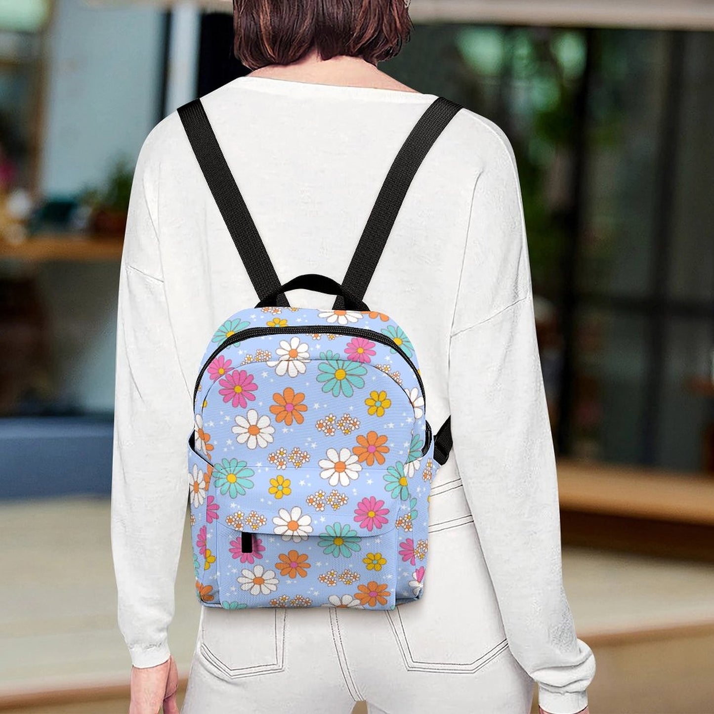 Mini Backpack - Blue Flower Print
