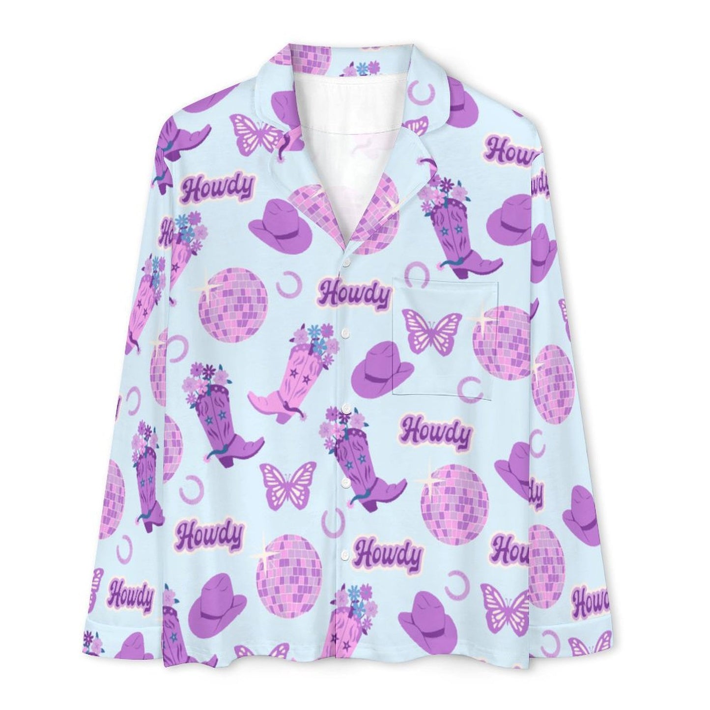 Long Pajama Set - Purple Disco Cowgirl