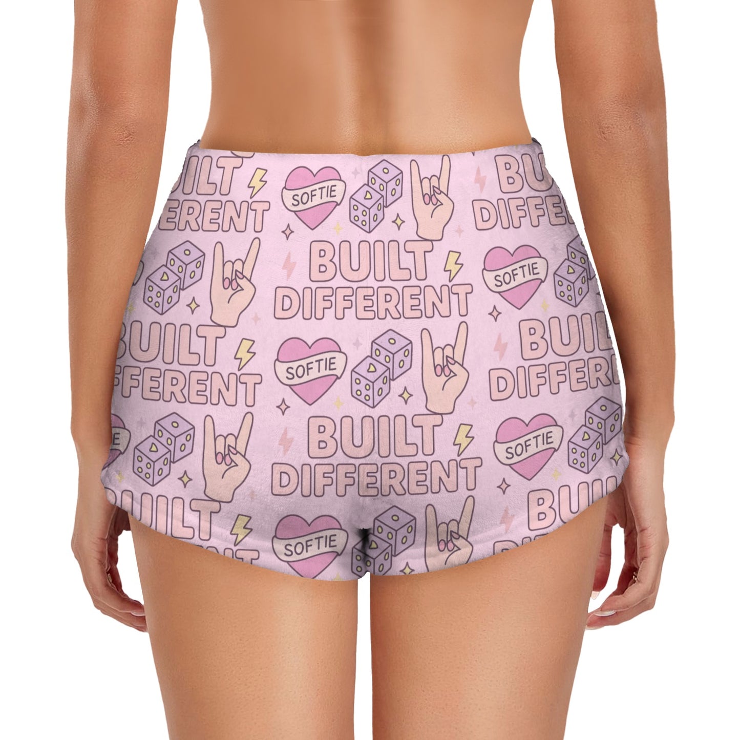 Flannel PJ Shorts - Built Different - Pastel Pink
