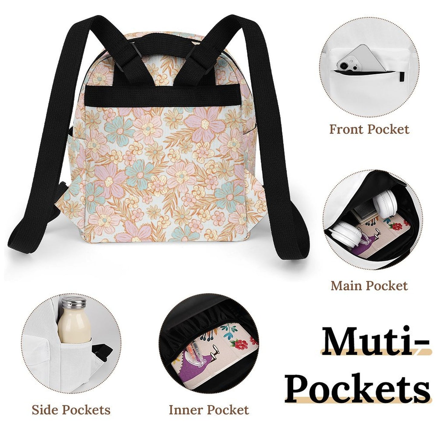 Mini Backpack - Pastel Flowers