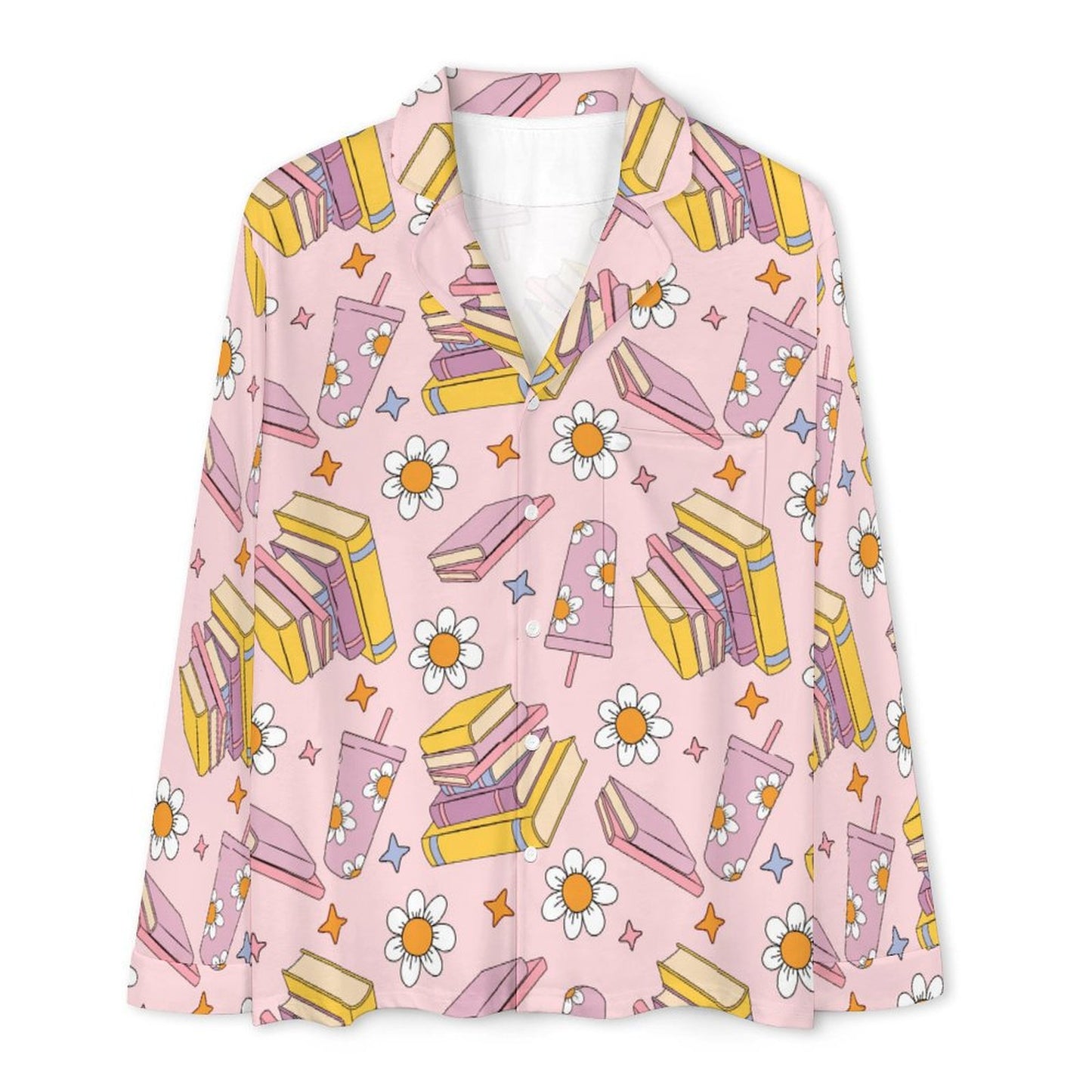 Long Pajama Set - Books & Coffee