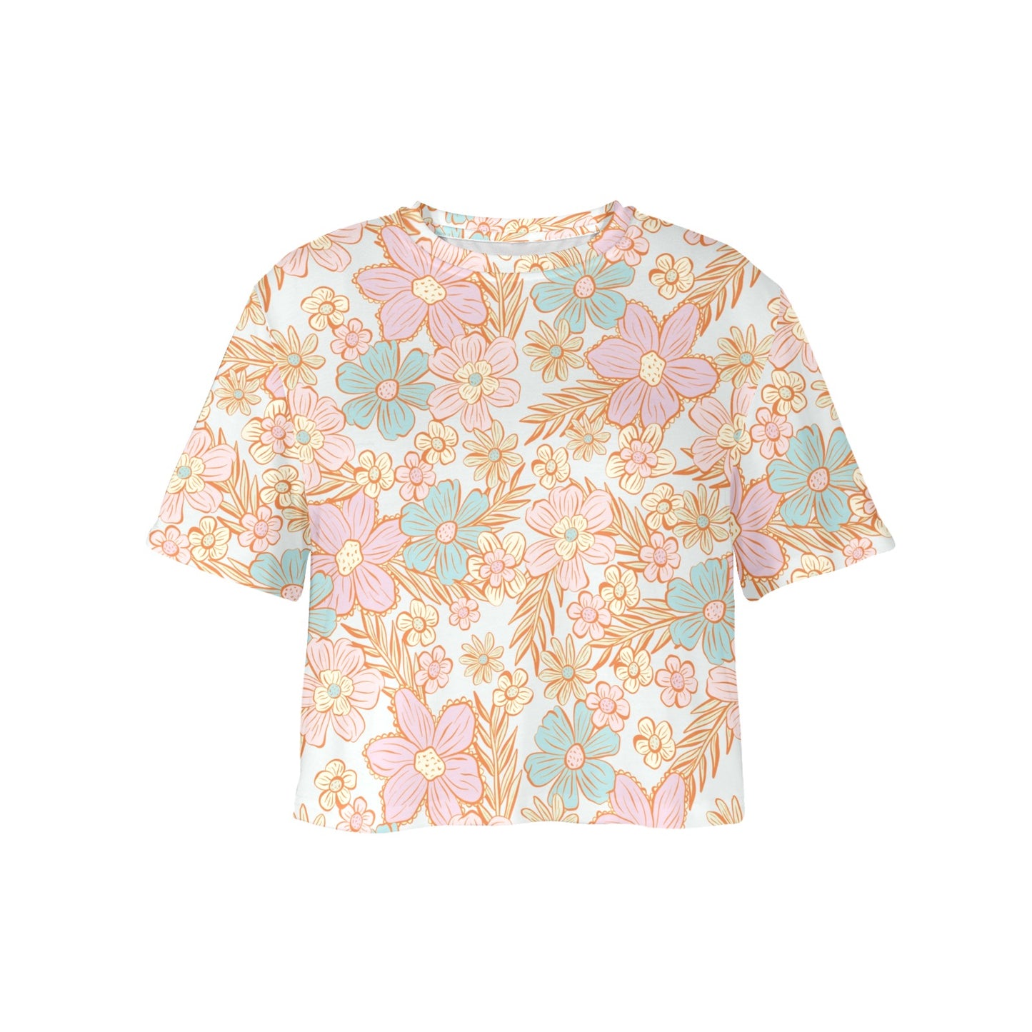 Cropped Tee - Pastel Floral Print